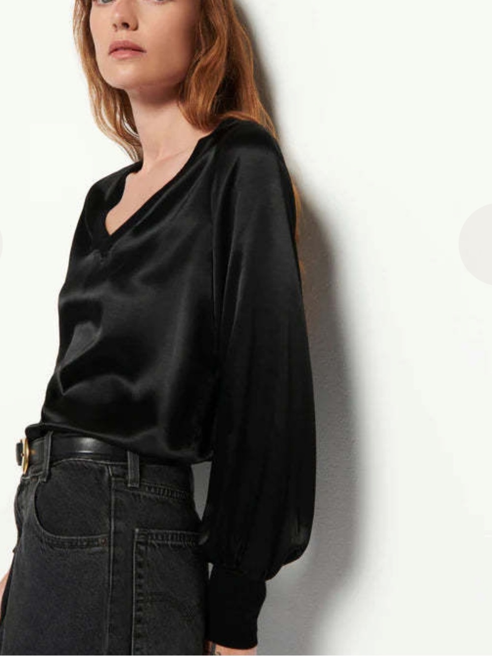 Nation LTD Arya v neck satin blouse black extra small